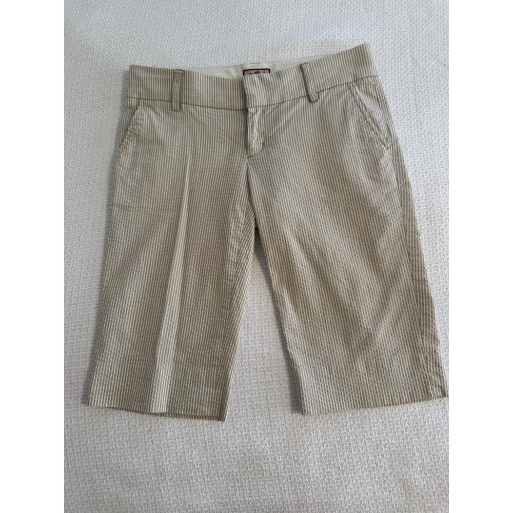 Juicy Couture Tan & White Seersucker Women's Bermuda Shorts Size 2